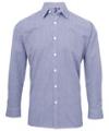 PR220 Mens Long Sleeve Gingham Microcheck Shirt Navy / White colour image